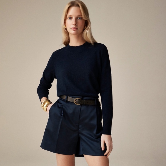 JCREW Sz XXS Cashmere Classic-fit Crewneck Sweater - Navy $128 BA400 - Picture 1 of 6